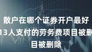 散户在哪个证券开户最好向13人支付的劳务费项目被删除